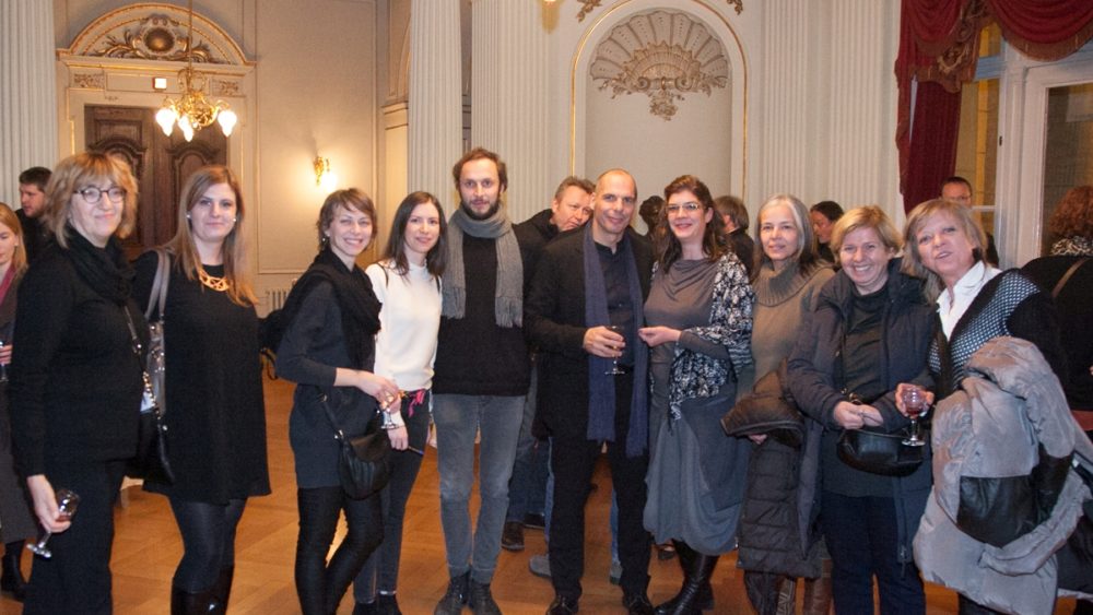 Croatian National Theatre, Philosophical theatre, Dec 4th 2016, Yanis Varoufakis and Srećko Horvat with Belgrade and Zagreb DiEM25 members